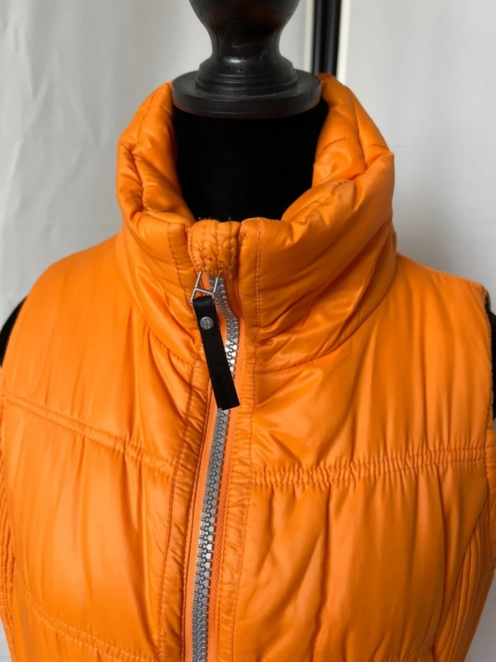 Never Orange Quilted Puffer Ski Vest